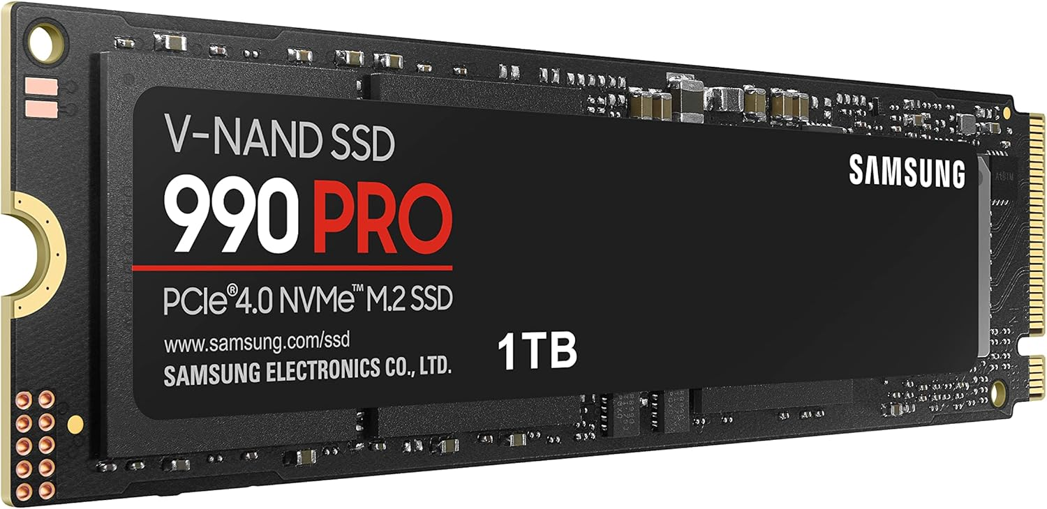 Samsung 990 PRO 1TB PCIe 4.0 NVMe M.2 (2280) Internal Solid State Drive (SSD) up to 7450 MB/s Samsung 990 PRO 1TB PCIe 4.0 NVMe M.2 (2280) Internal Solid State Drive (SSD) up to 7450 MB/s